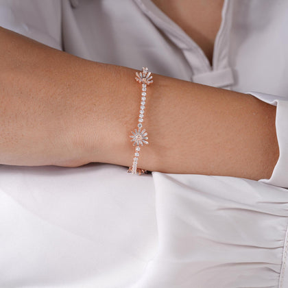 Flower Charm Diamond Adjustable Bracelet for Women