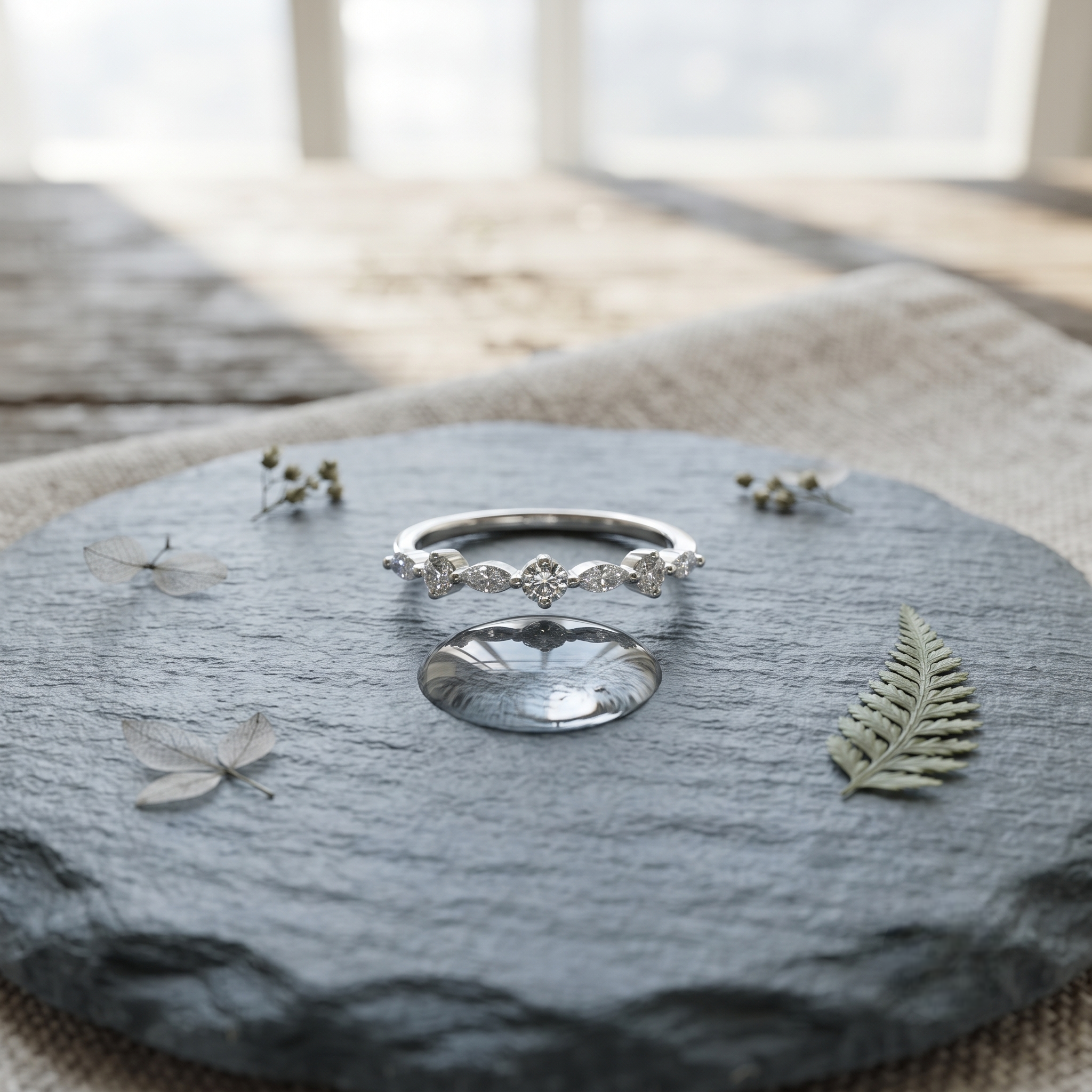 Floral Marquise & Round CZ 925 Sterling Silver Ring for Women