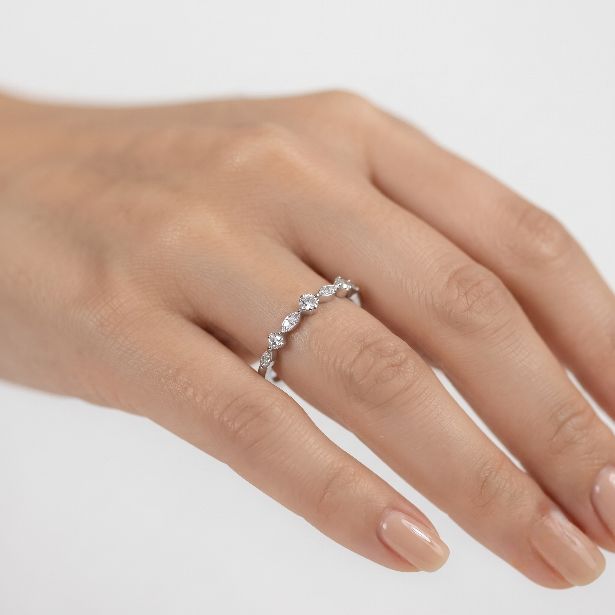 Floral Marquise & Round CZ 925 Sterling Silver Ring for Women