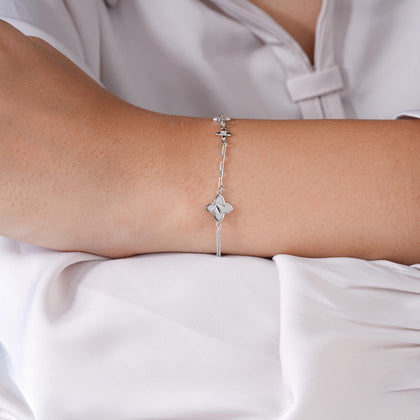 Butterfly Charm Adjustable Silver Bracelet for Women