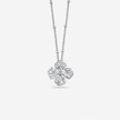 flower design white stone 925 silver pendant chain
