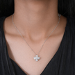 flower design white stone 925 silver pendant chain