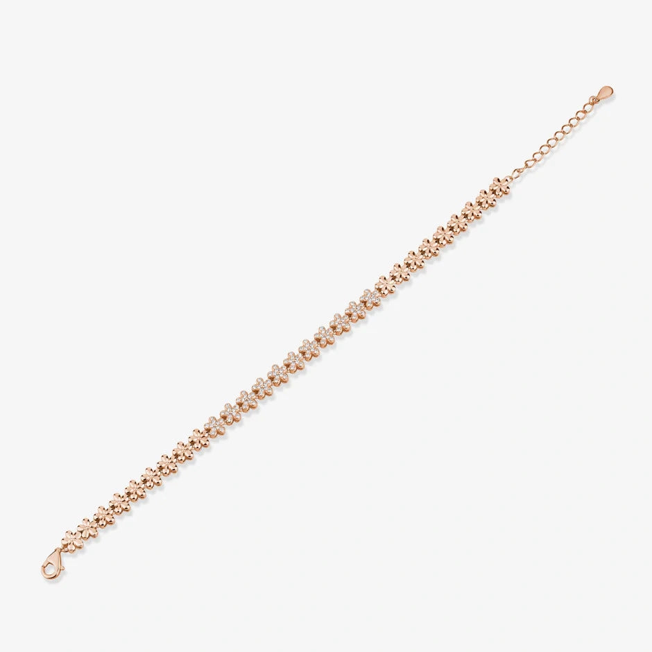 Floral Tennis Diamond Adjustable Rose Gold Bracelet for Women