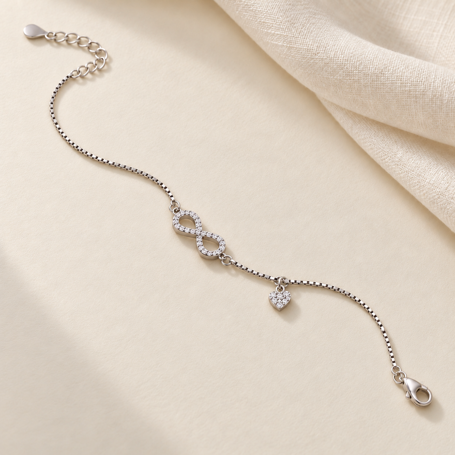 Forever Love Silver Infinity Anklet