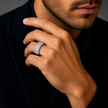 Premium Sterling Silver Ring for Men with Pavé Cubic Zirconia