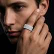Premium Sterling Silver Ring for Men with Pavé Cubic Zirconia
