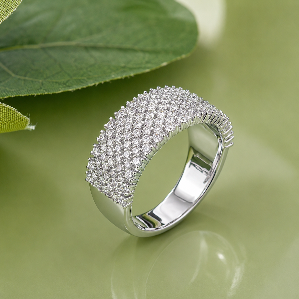 Premium Sterling Silver Ring for Men with Pavé Cubic Zirconia