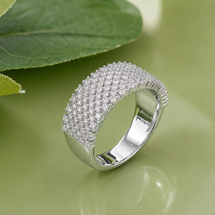 Premium Sterling Silver Ring for Men with Pavé Cubic Zirconia