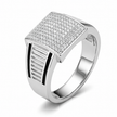 Modern 925 Sterling Silver Ring for Men with Black Enamel Detail
