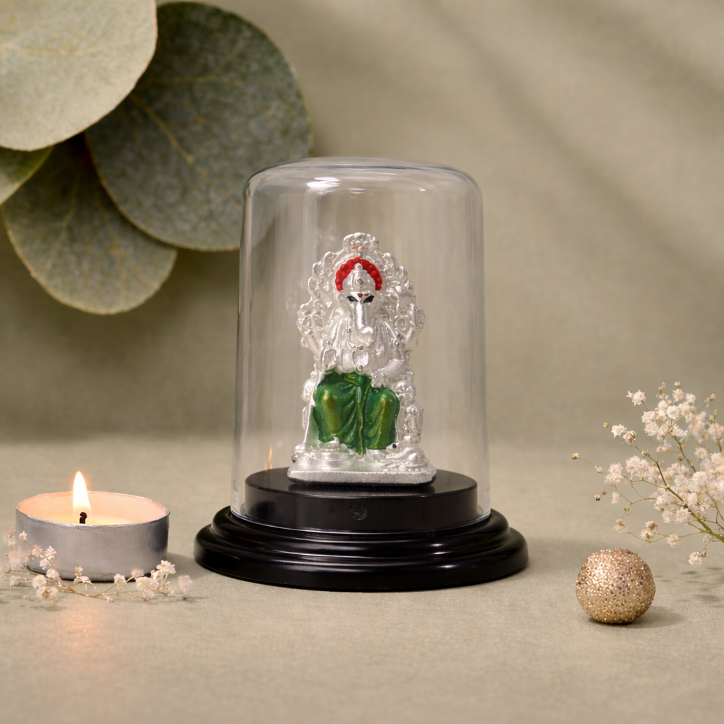 Ganpati Bappa Small Murti Glass Dome