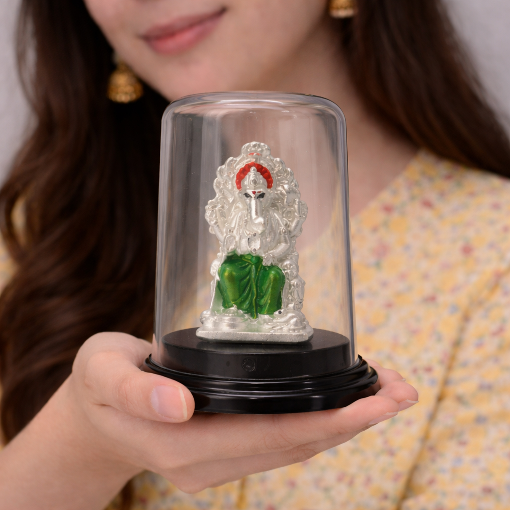 Ganpati Bappa Small Murti Glass Dome