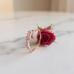 Rose Gold Tulip Floral CZ 925 Sterling Silver Open Ring for Women