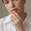 Double bar 925 sterling silver ring for women with princess cut CZ stones