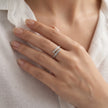 Double bar 925 sterling silver ring for women with princess cut CZ stones