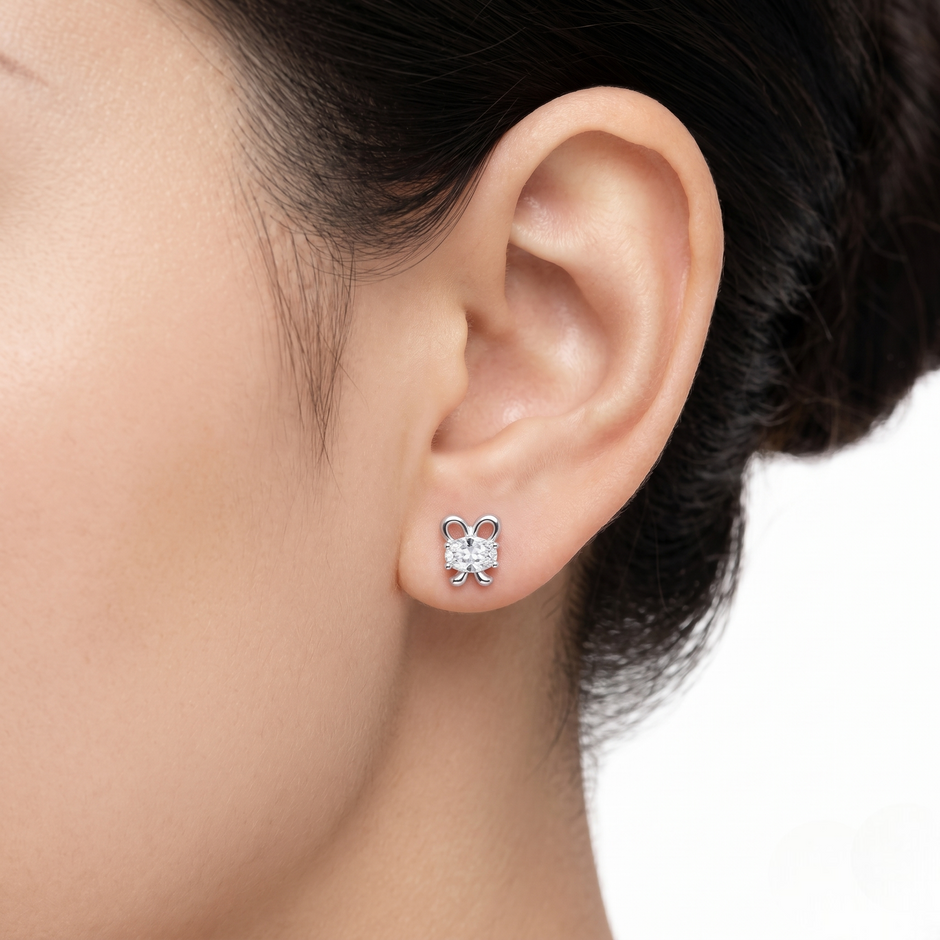 Butterfly CZ Diamond Design 925 Sterling Silver Stud Earrings for Women