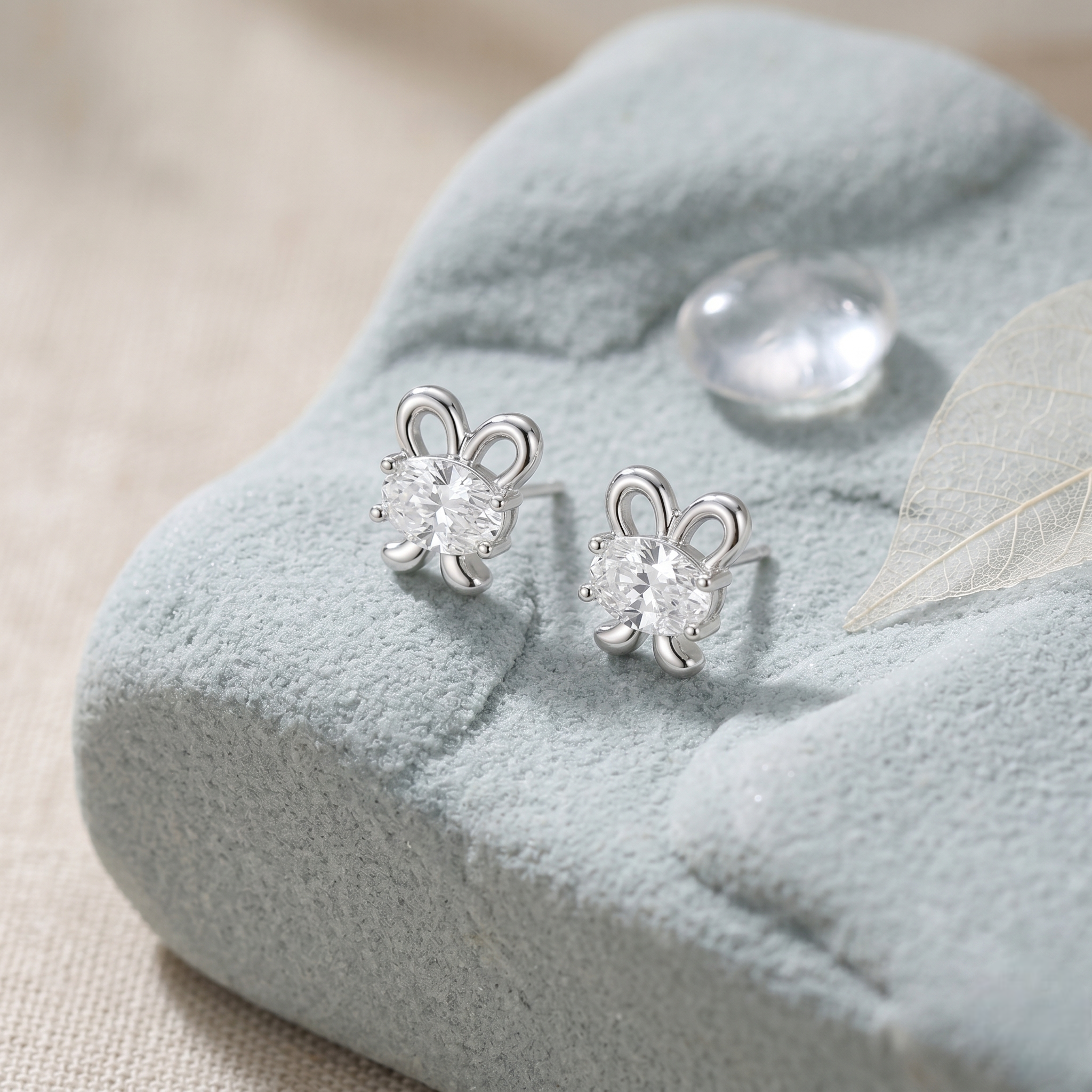 Butterfly CZ Diamond Design 925 Sterling Silver Stud Earrings for Women
