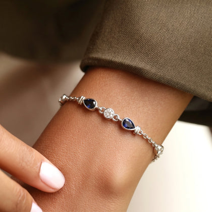 Silver 925 sterling silver bracelet with blue stones for women