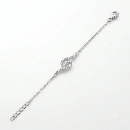 Infinity CZ 925 Sterling Silver Bracelet for Women