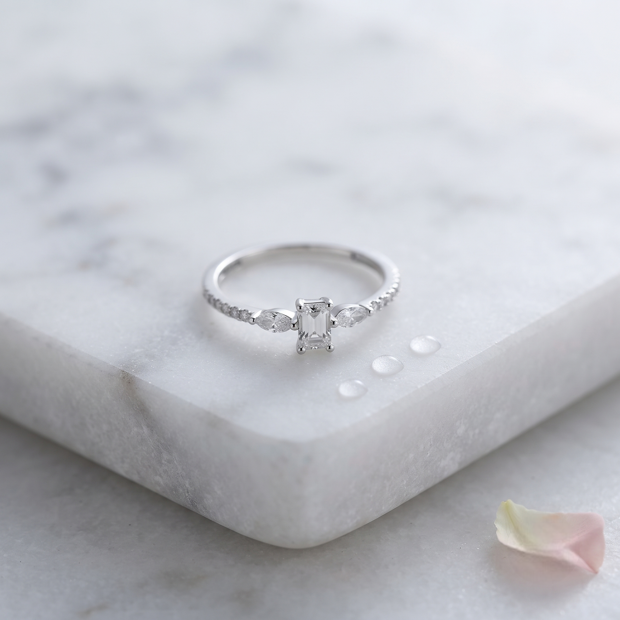 Emerald Cut Marquise CZ 925 Sterling Silver Ring for Women