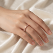 925 Sterling Silver Rose Gold Geometric Faceted CZ Band Ring