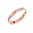 925 Sterling Silver Rose Gold Geometric Faceted CZ Band Ring