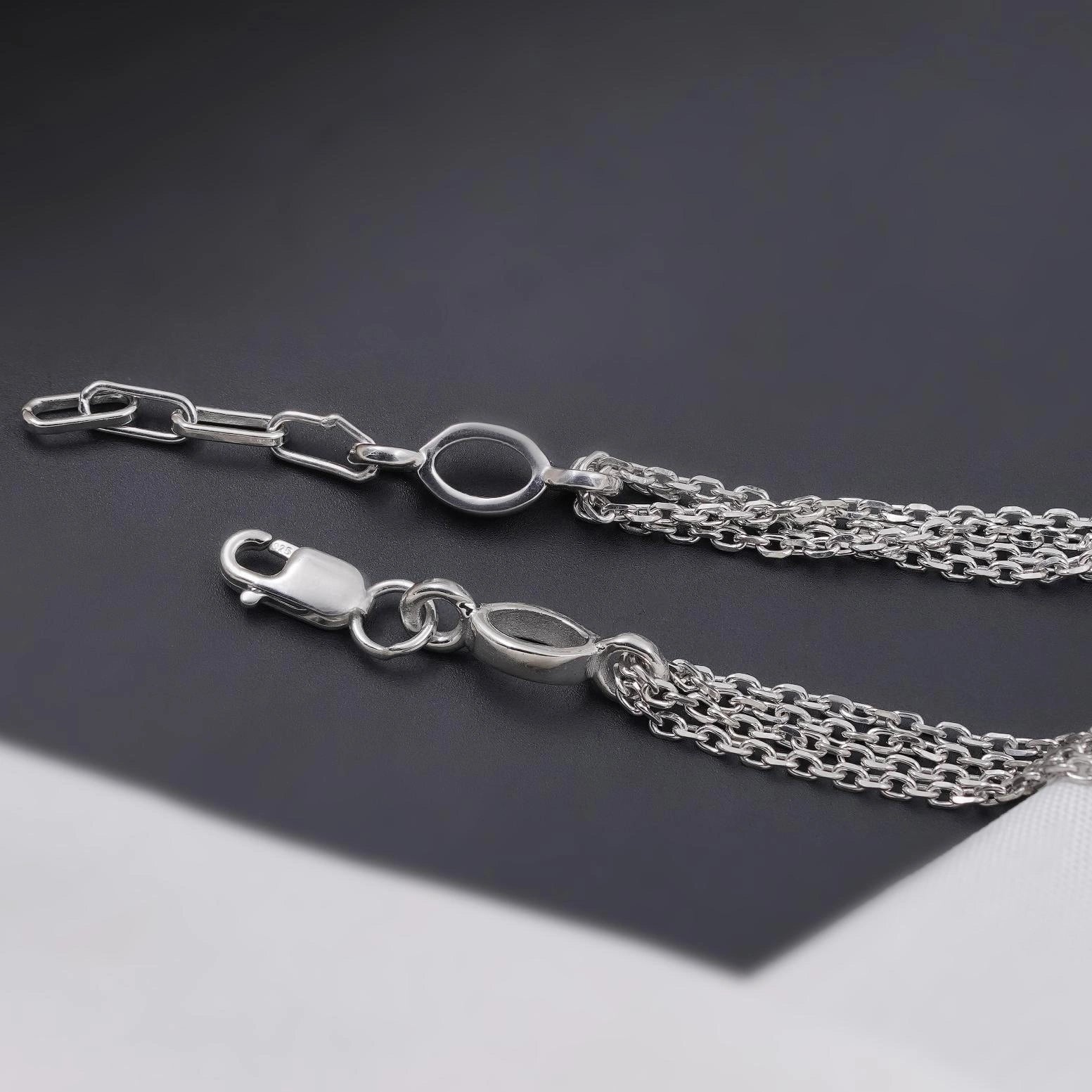 Geometric Chain Diamond Adjustable Silver Bracelet for Women