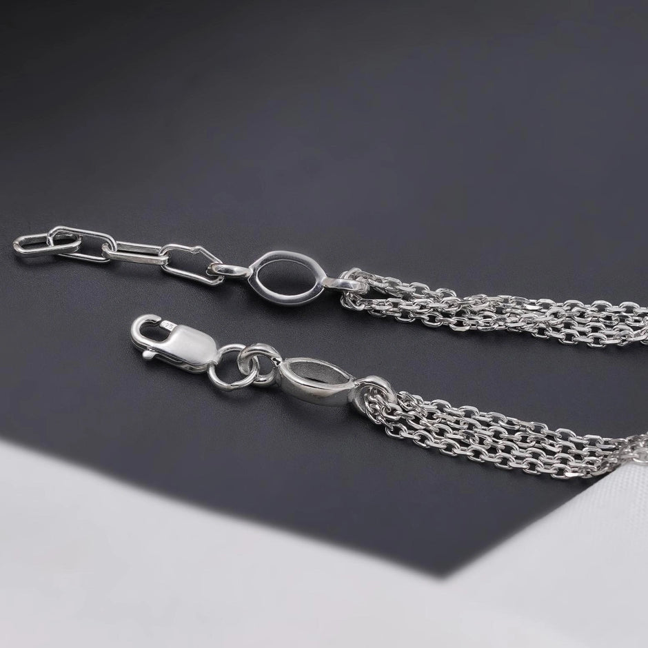 Geometric Chain Diamond Adjustable Silver Bracelet for Women