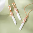 Geometric Drop 925 Sterling Silver Rose Gold Pendant Set for Women