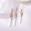 Geometric Drop 925 Sterling Silver Rose Gold Pendant Set for Women