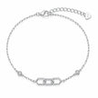 Geometric Link Charm 925 Sterling Silver Bracelet for Women