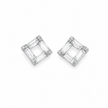 Geometric Square Baguette CZ Diamond 925 Sterling Silver Stud Earrings for Women