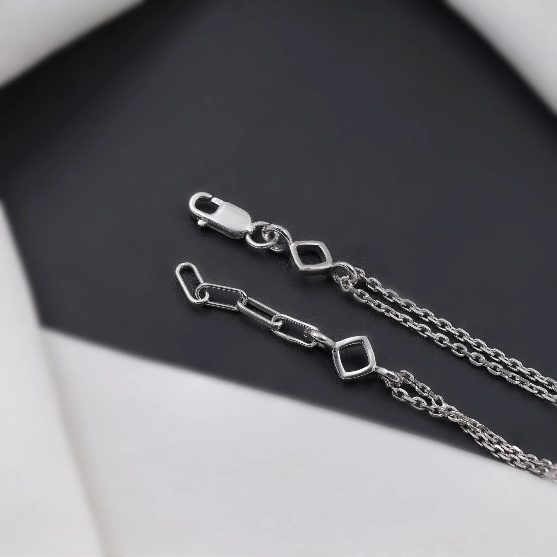 Geometric Diamond Adjustable Silver Bracelet for Women