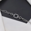Geometric Diamond Adjustable Silver Bracelet for Women