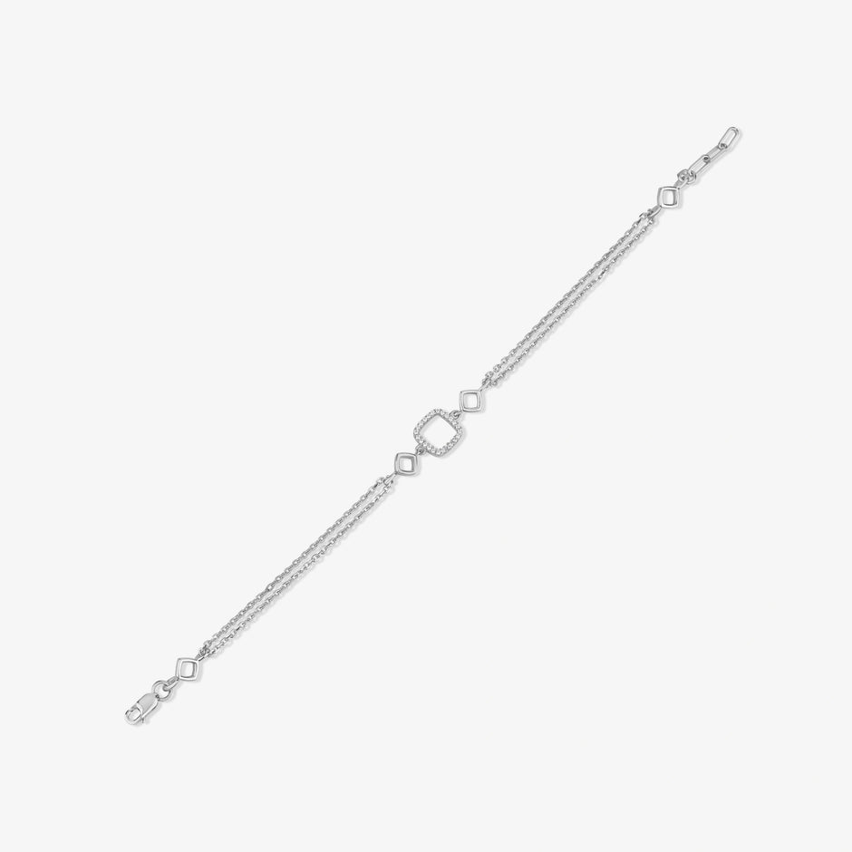 Geometric Diamond Adjustable Silver Bracelet for Women