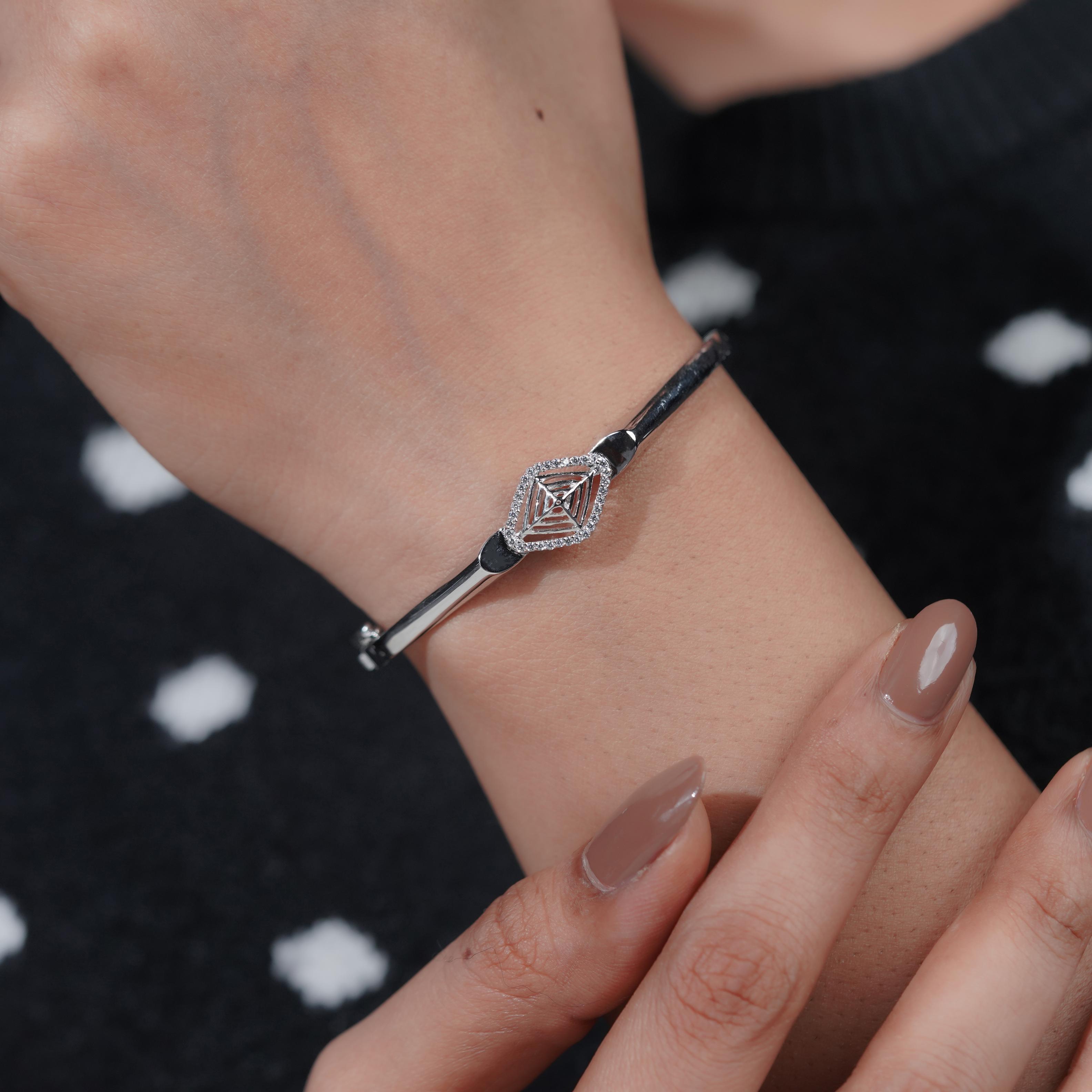 Geometric Diamond Grace Silver Bracelet for Women