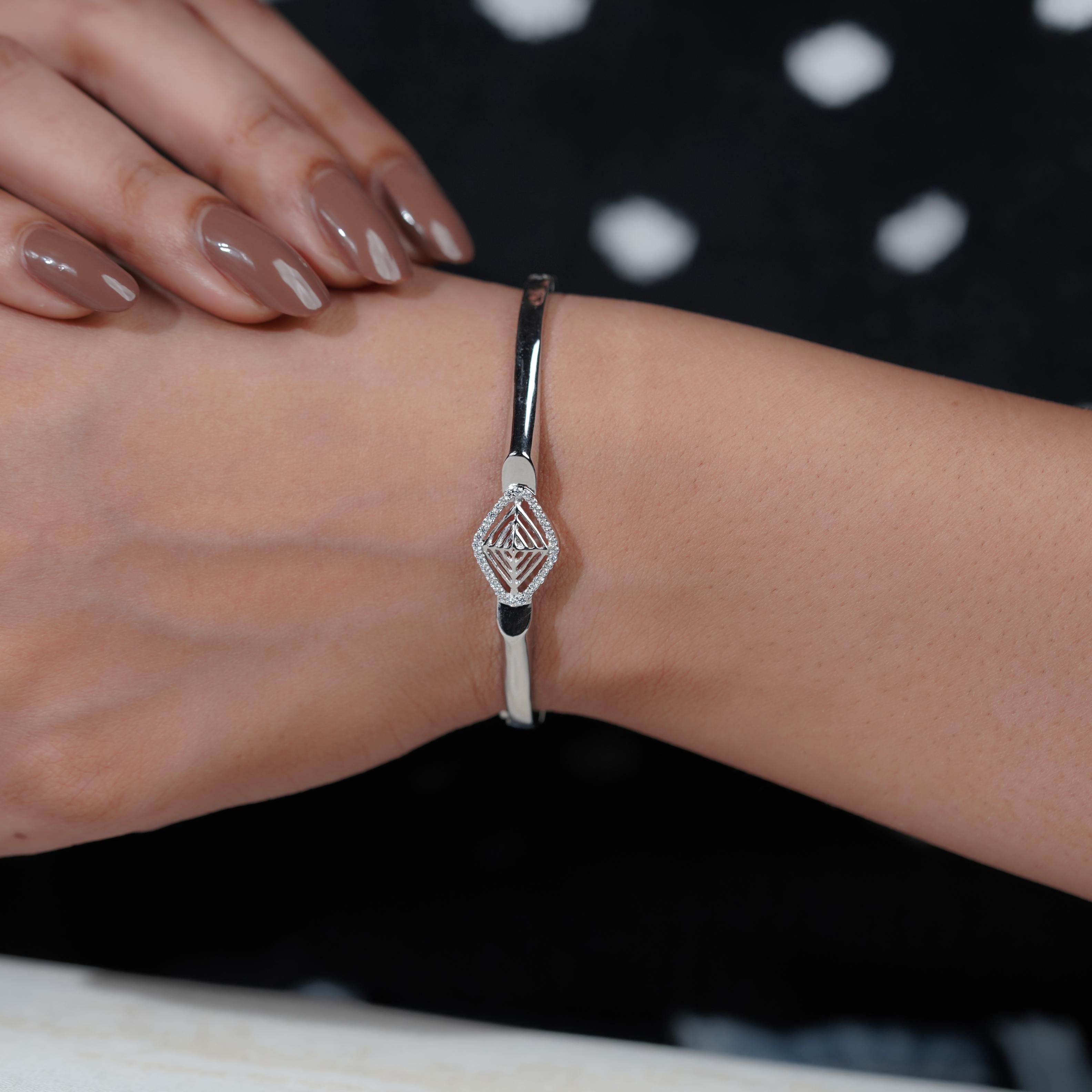 Geometric Diamond Grace Silver Bracelet for Women