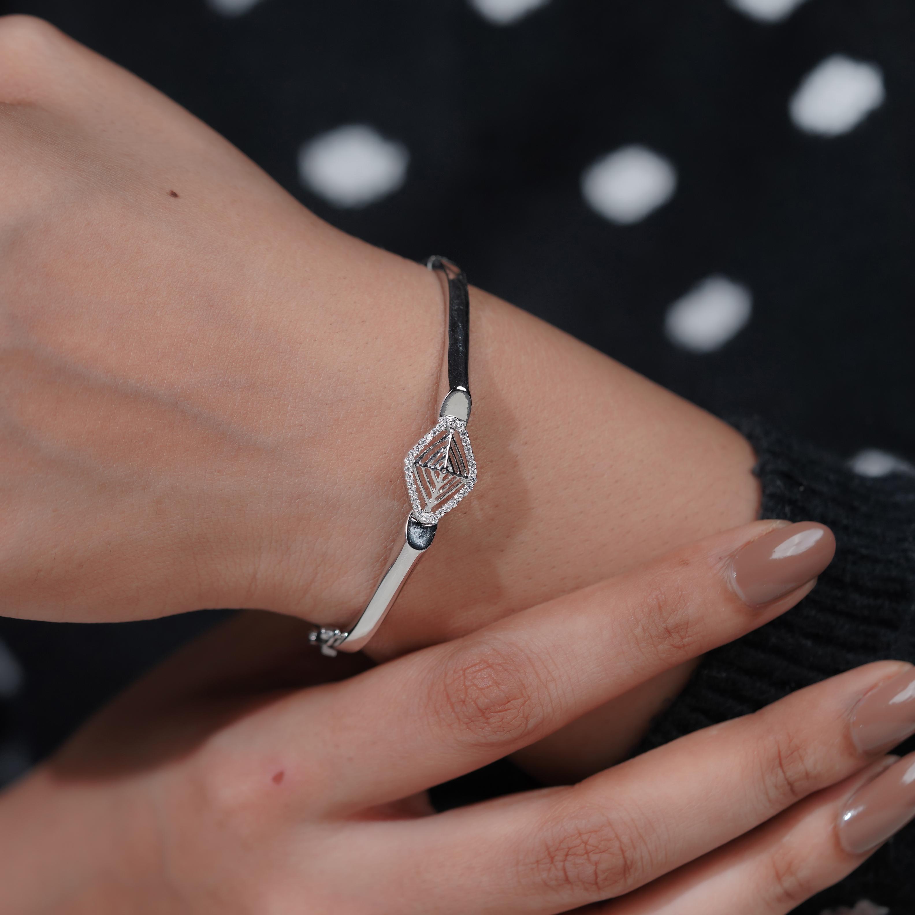 Geometric Diamond Grace Silver Bracelet for Women