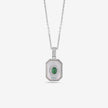 Geometric Emerald Glow Diamond 925 Sterling Silver Pendant Necklace for Women
