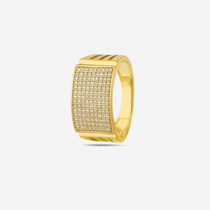 Gold-Plated Square CZ 925 Sterling Silver Ring for Men