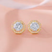 Gold Finish Round Stone Stud Earrings