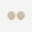Gold Finish Round Stone Stud Earrings
