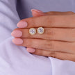 Gold Finish Round Stone Stud Earrings