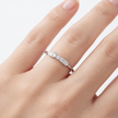 925 Sterling Silver Five-Stone Cubic Zirconia Stackable Ring for Women on Natural Slate Display