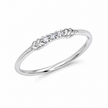 925 Sterling Silver Five-Stone Cubic Zirconia Stackable Ring for Women on Natural Slate Display