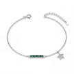 Silver 925 sterling silver green bar star bracelet for women
