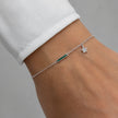 Silver 925 sterling silver green bar star bracelet for women