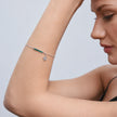 Silver 925 sterling silver green bar star bracelet for women