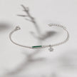 Silver 925 sterling silver green bar star bracelet for women