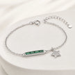 Silver 925 sterling silver green bar star bracelet for women