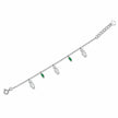 Green Bar & Teddy Bear Charm 925 Sterling Silver Bracelet for Women